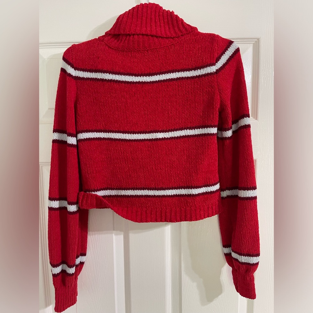 Wild Fable Red and White Cowl Neck Sweater